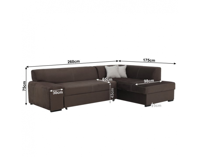 Rohová sedačka s rozkladom Minerva New P - hnedá