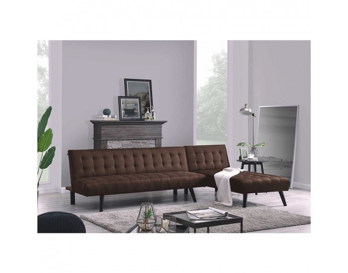 Rohová sedačka s rozkladom Nielis L/P - hnedá / čierna