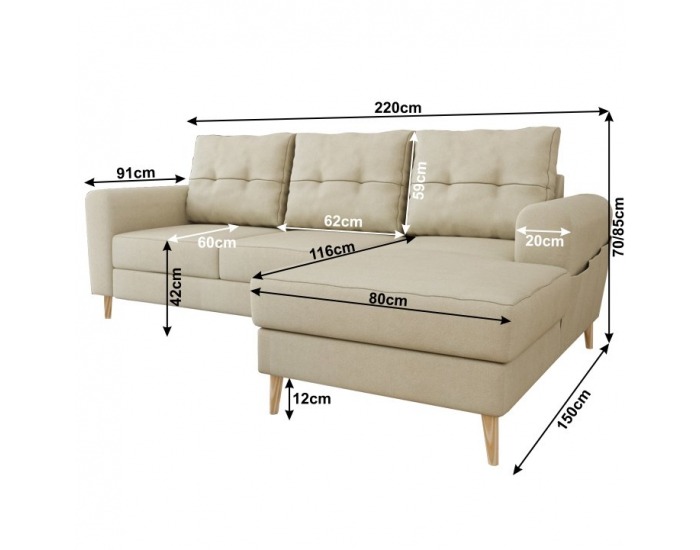 Rohová sedačka s rozkladom Ontaria P - béžová