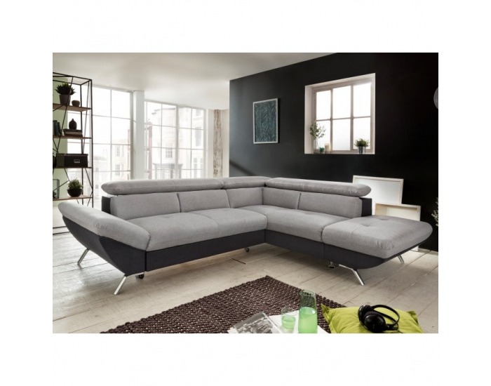 Rohová sedačka s rozkladom Venice P - sivá / čierna