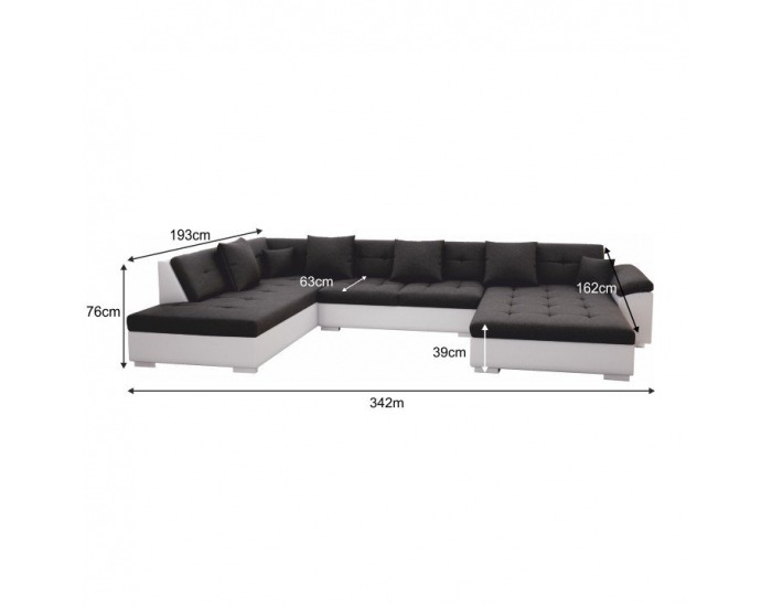 Rohová sedačka U Atoso U L - biela / tmavosivá