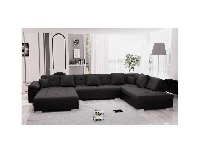 Rohová sedačka U Atoso U P - čierna / tmavosivá