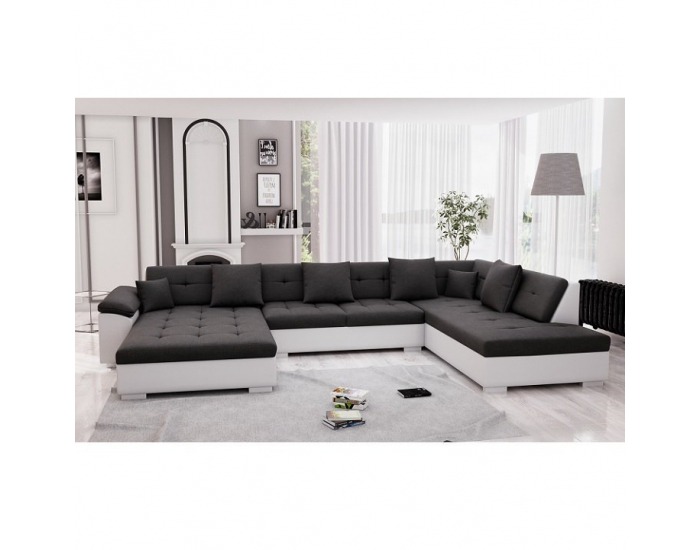 Rohová sedačka U Atoso U P - biela / tmavosivá