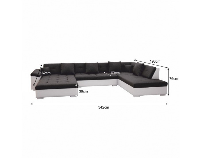 Rohová sedačka U Atoso U P - biela / tmavosivá