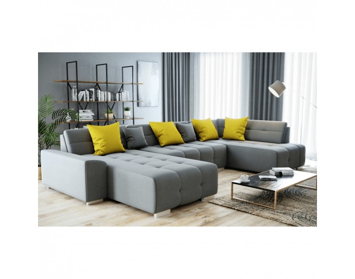 Rohová sedačka U Bellis U P - sivá / horčicová
