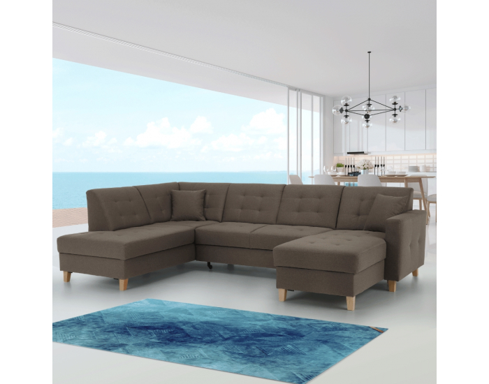 Rohová sedačka U s rozkladom a úložným priestorom Bridget L - sivohnedá (taupe)
