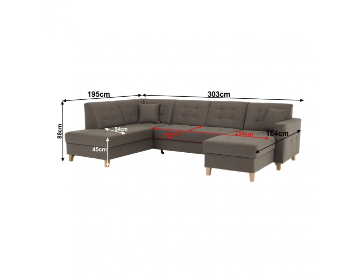 Rohová sedačka U s rozkladom a úložným priestorom Bridget L - sivohnedá (taupe)