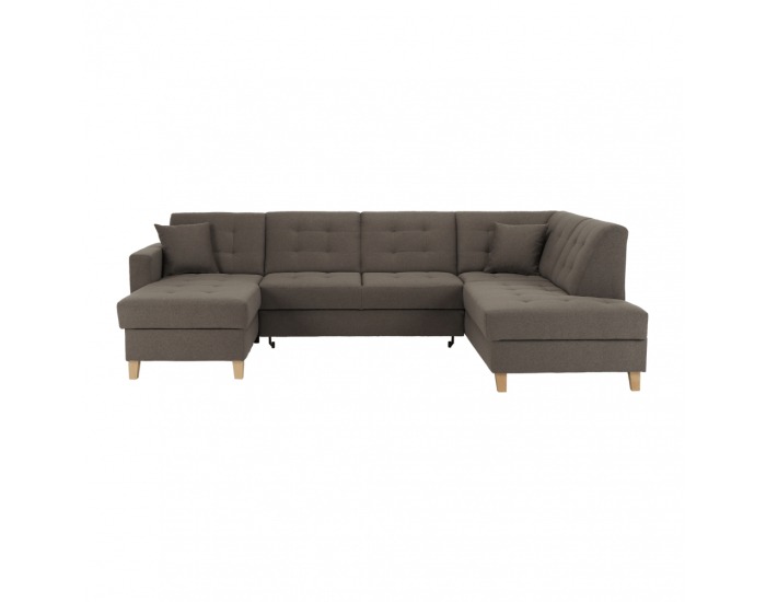 Rohová sedačka U s rozkladom a úložným priestorom Bridget P - sivohnedá (taupe)