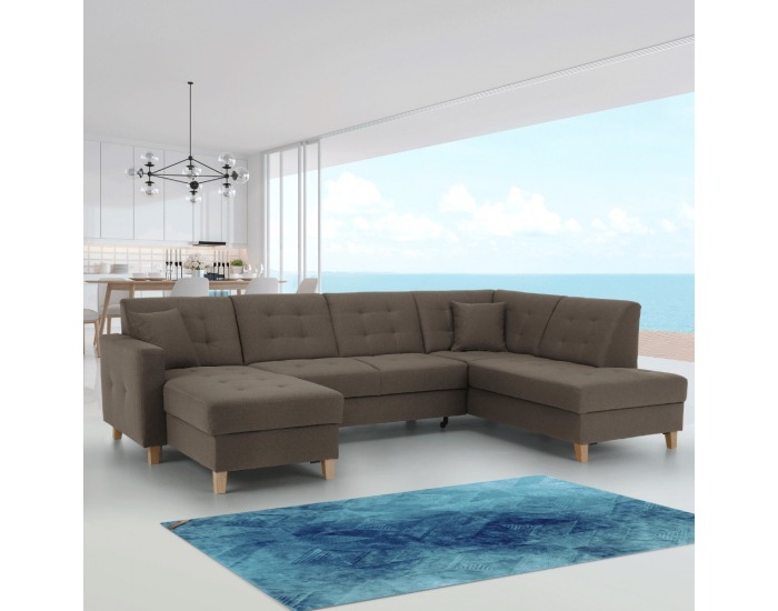 Rohová sedačka U s rozkladom a úložným priestorom Bridget P - sivohnedá (taupe)