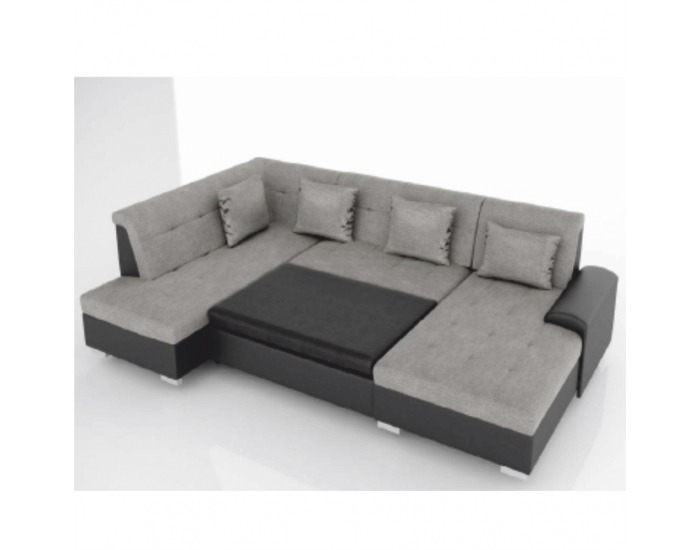 Rohová sedačka U s rozkladom Liberto U L - sivá / čierna