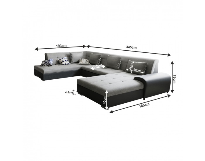 Rohová sedačka U s rozkladom Liberto U L - sivá / čierna