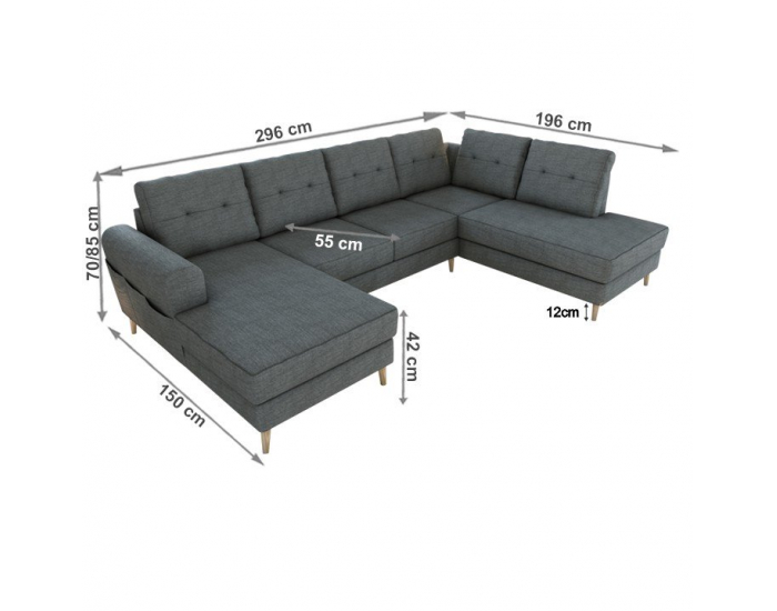 Rohová sedačka U s rozkladom Ontaria U P - sivá