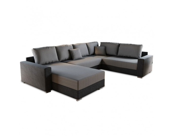 Rohová sedačka U s rozkladom Stilo U L/P - čierna / sivá