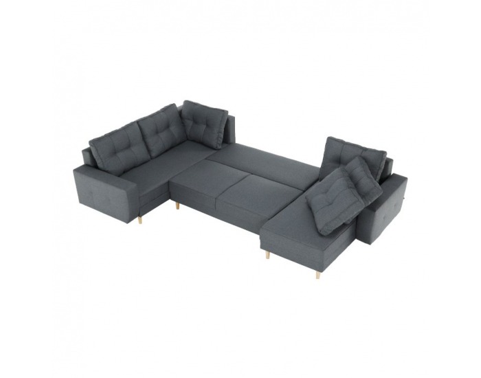 Rohová sedačka U s rozkladom Vincent U L/P - tmavosivá