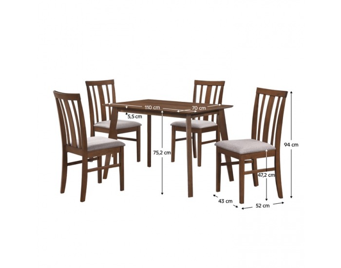 Jedálenský set Rois set 1+4 - orech / béžová