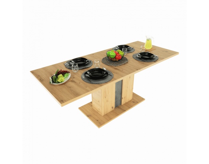 Rozkladací jedálenský stôl Eridan S - dub artisan / sivý betón