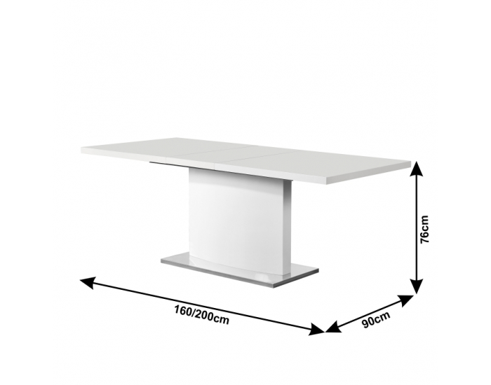 Rozkladací jedálenský stôl Korintos - biely lesk