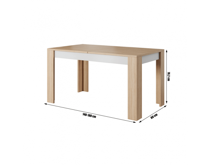 Rozkladací jedálenský stôl Laguna 140/180 - dub jantár / biely mat / betón