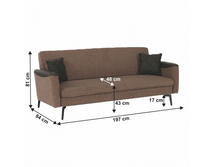 Rozkladacia pohovka Deta - hnedá / tmavozelená / čierna