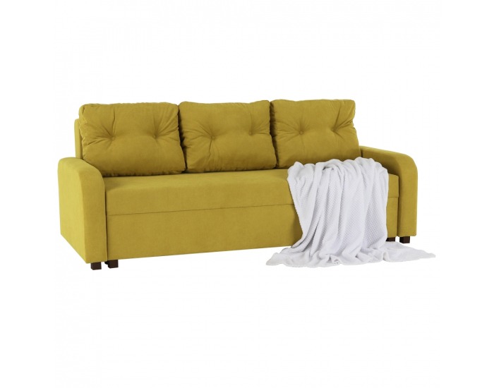 Rozkladacia pohovka s úložným priestorom Portoriko - horčicová