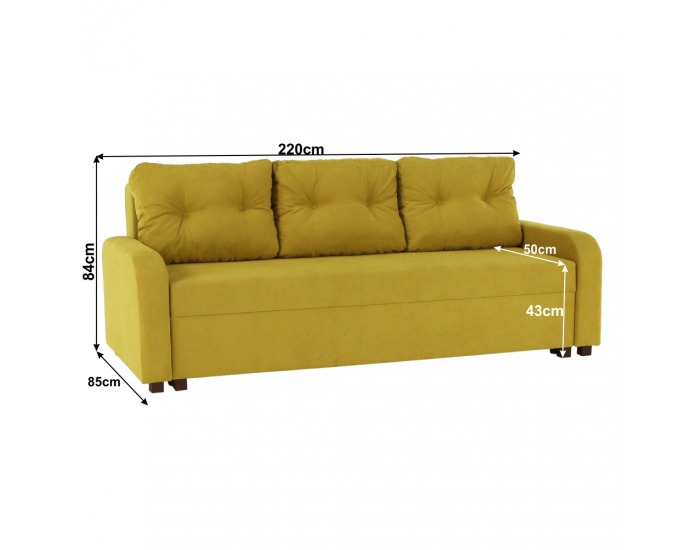 Rozkladacia pohovka s úložným priestorom Portoriko - horčicová