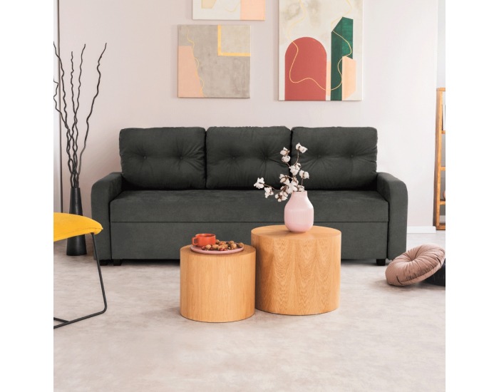 Rozkladacia pohovka s úložným priestorom Portoriko - tmavosivá