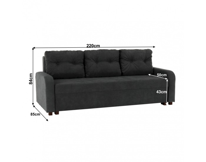 Rozkladacia pohovka s úložným priestorom Portoriko - tmavosivá