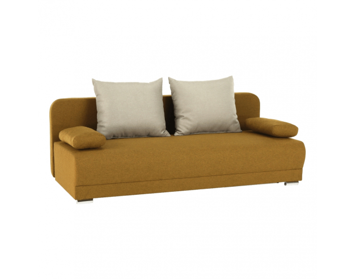 Rozkladacia pohovka s úložným priestorom Zaca - horčicová / béžová