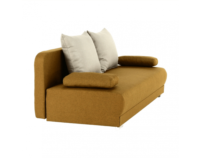 Rozkladacia pohovka s úložným priestorom Zaca - horčicová / béžová