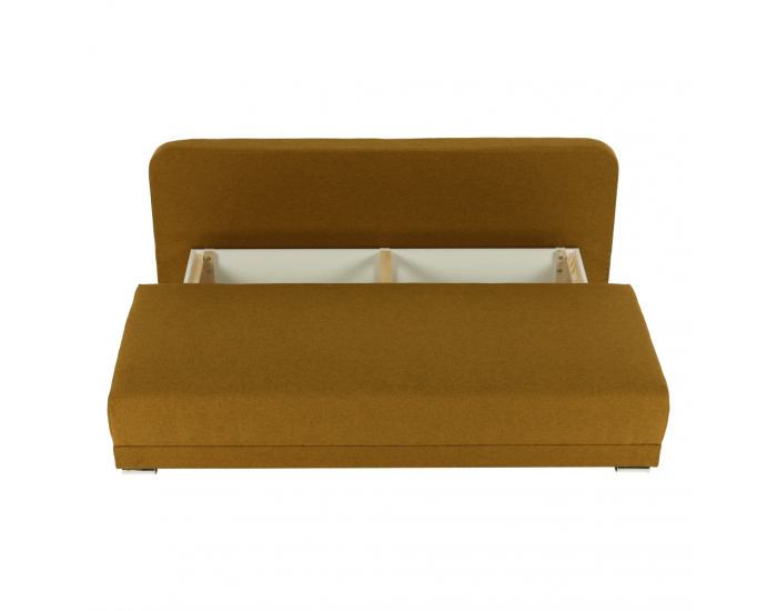 Rozkladacia pohovka s úložným priestorom Zaca - horčicová / béžová