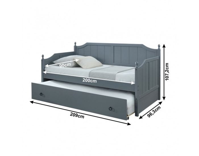 Rozkladacia posteľ s prísteľkou Baroba 90 - sivá