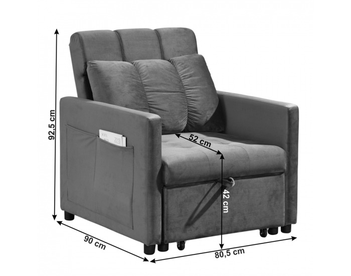 Rozkladacie kreslo Igrim - svetlosivá