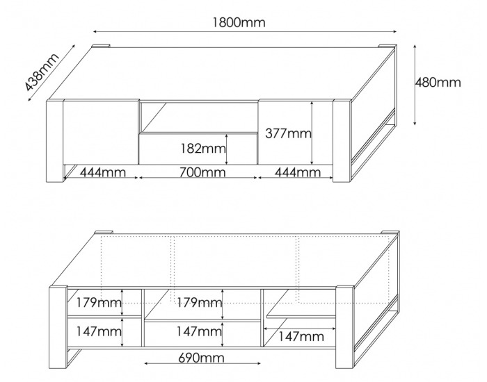 TV stolík Wood - dub wotan / antracit