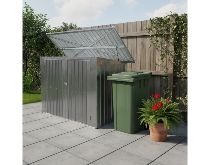 Oceľový box na dva odpadkové koše Rubis - sivá