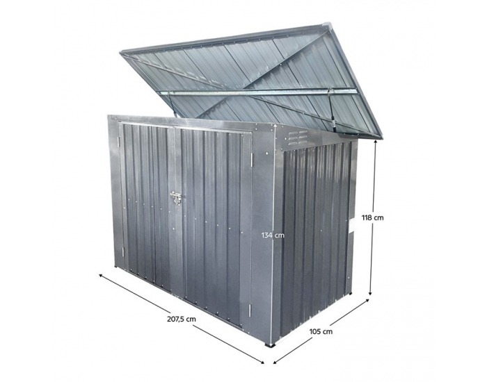 Oceľový box na dva odpadkové koše Rubis - sivá