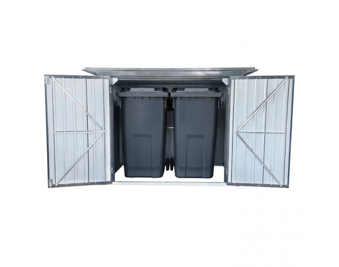 Oceľový box na dva odpadkové koše Rubis - sivá