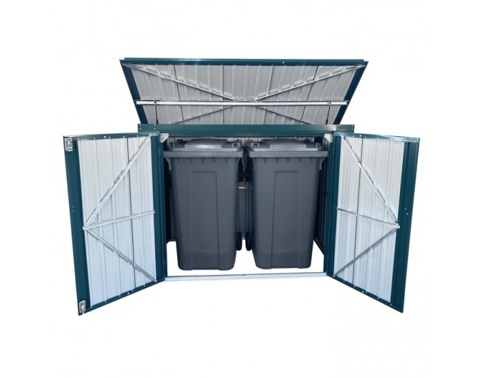 Oceľový box na dva odpadkové koše Rubis - zelená