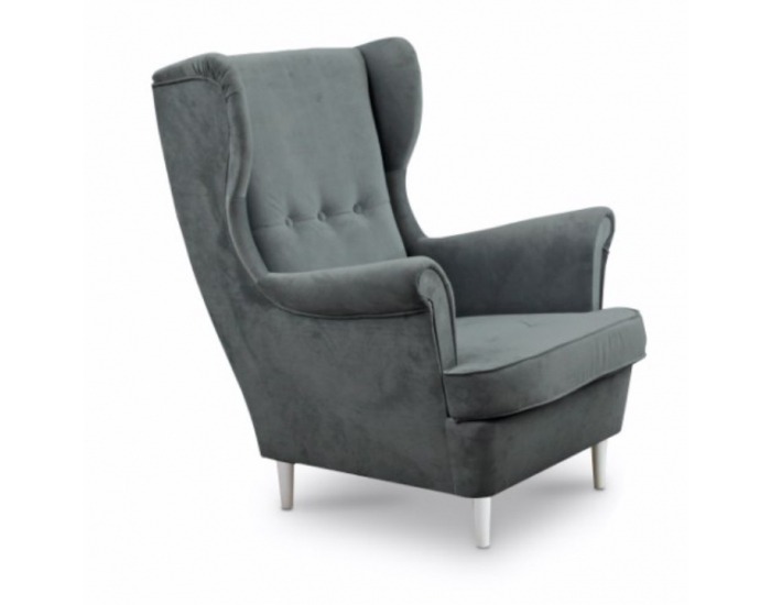 Kreslo (ušiak) Rufino - svetlosivá / biela