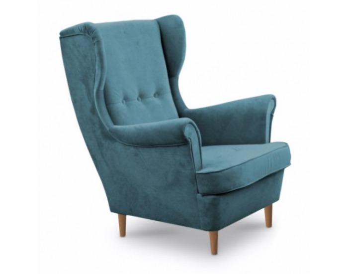 Kreslo (ušiak) Rufino - petrolejová / buk