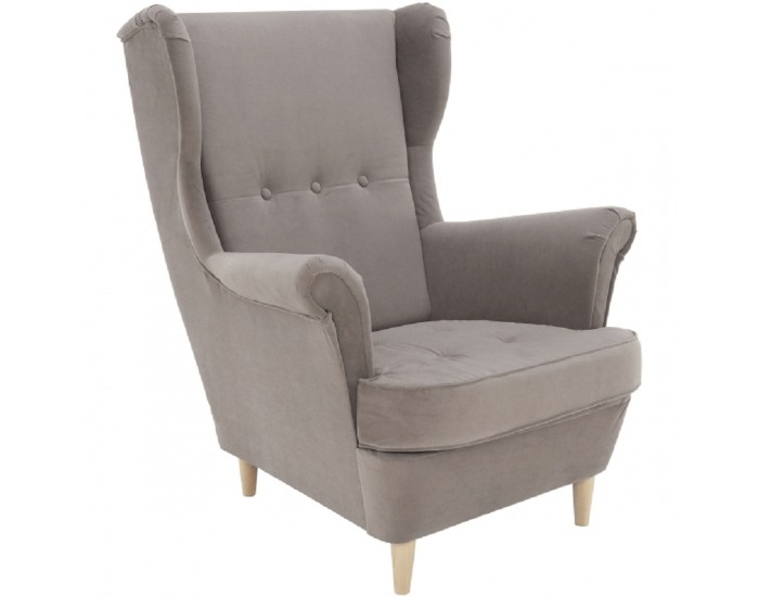 Kreslo (ušiak) Rufino New - béžovosivá / buk