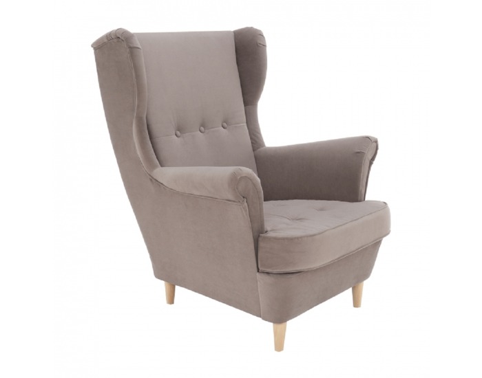 Kreslo (ušiak) Rufino New - béžovosivá / buk