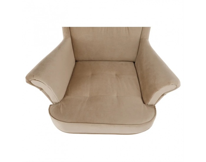 Kreslo (ušiak) Rufino New - béžovozlatá / orech