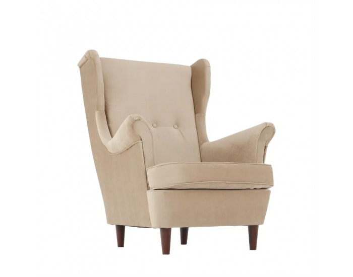 Kreslo (ušiak) Rufino New - béžovozlatá / orech