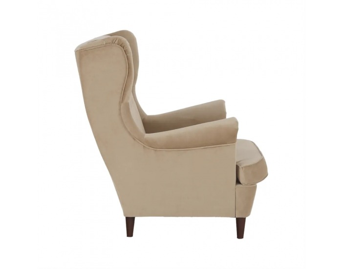 Kreslo (ušiak) Rufino New - béžovozlatá / orech