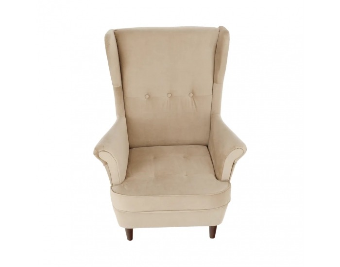 Kreslo (ušiak) Rufino New - béžovozlatá / orech