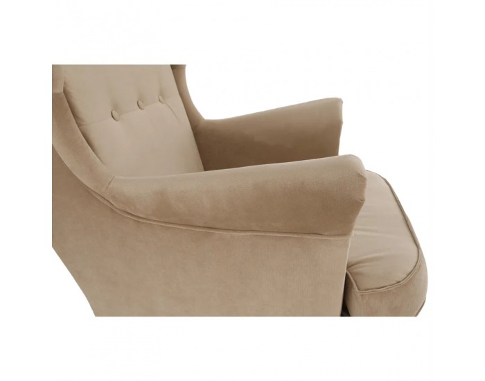 Kreslo (ušiak) Rufino New - béžovozlatá / orech