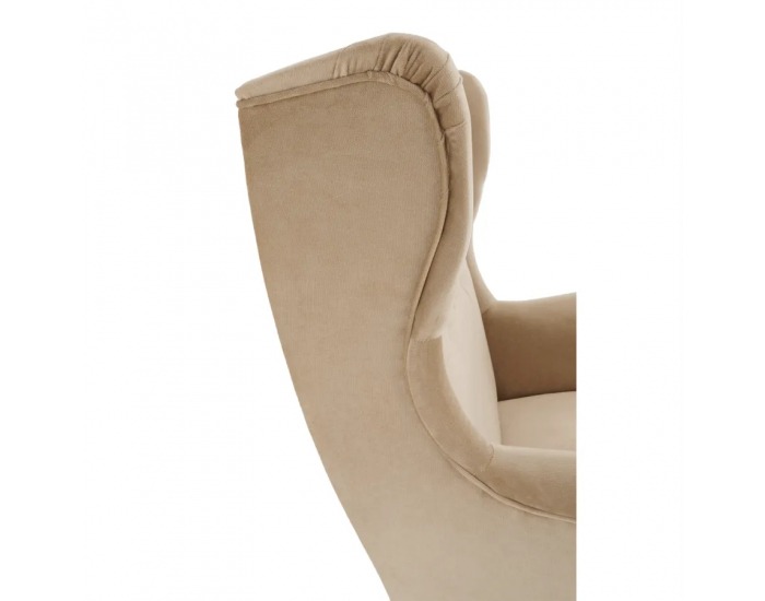 Kreslo (ušiak) Rufino New - béžovozlatá / orech