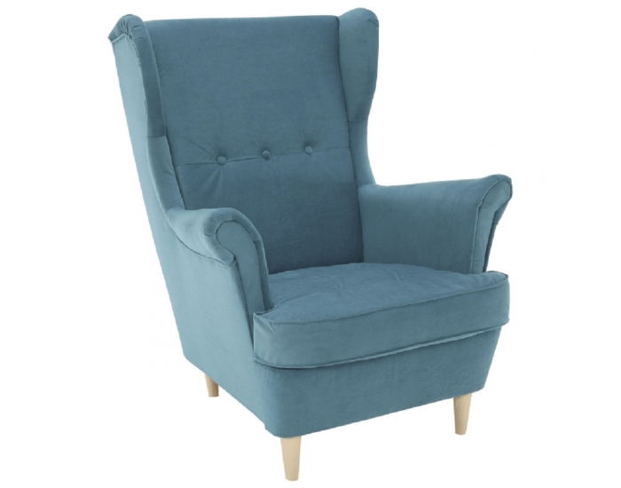 Kreslo (ušiak) Rufino New - petrolejová / buk