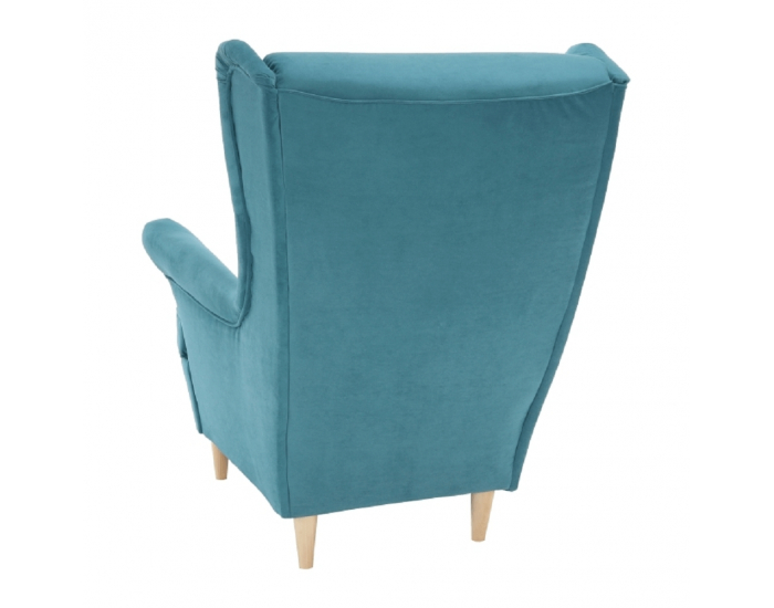 Kreslo (ušiak) Rufino New - petrolejová / buk