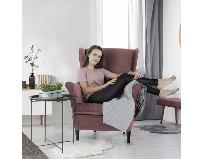 Kreslo (ušiak) Rufino New - staroružová / orech